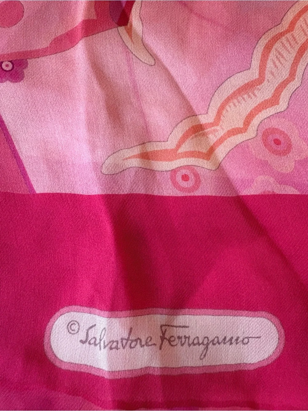 Salvatore Ferragamo Pink and Magenta Floral Geometric Silk Scarf